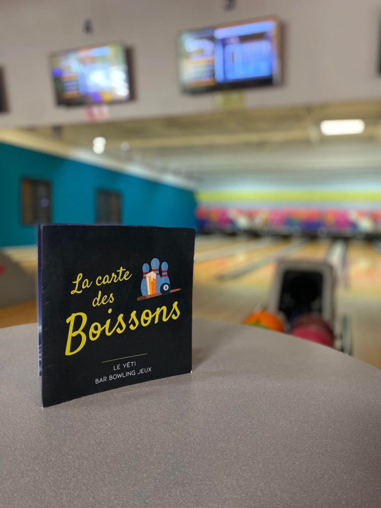 Carte de boissons bowling le Yéti Coutances